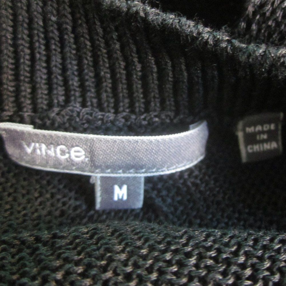 Vince Vince Womens Black Linen Knit Pullover Sweater Size M with Hole Pattern Detail Size M / US 6-8 / IT 42-44 - 2 Thumbnail
