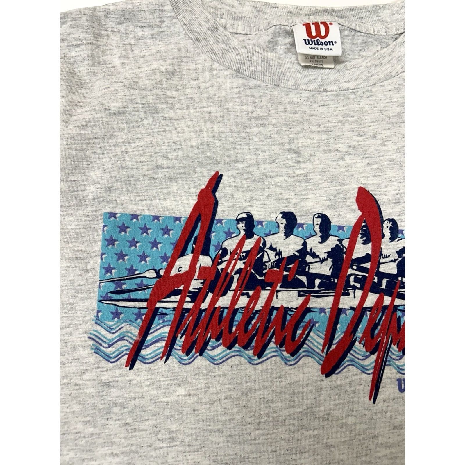 Wilson VINTAGE 90s Wilson Rowing Crew Tee Shirt Large USA Athletic Department Gray Size US L / EU 52-54 / 3 - 4 Thumbnail