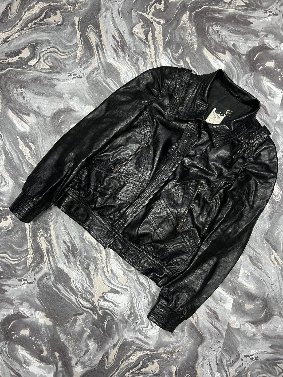 Just Cavalli × Roberto Cavalli Archive 00s Just Roberto Cavalli belted Leather Jacket Size S / US 4 / IT 40 - 3 Thumbnail