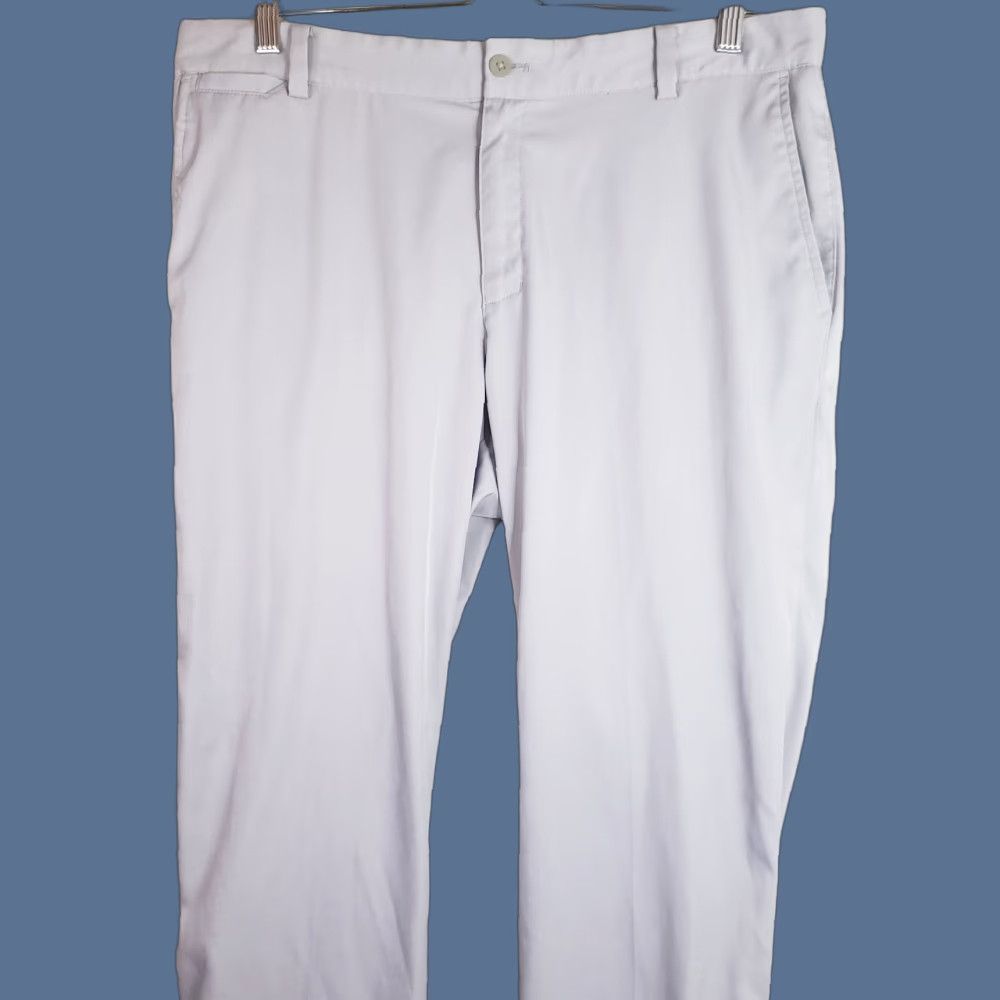 Nike Nike Dri-Fit Golf Pants Mens 34x32 Gray Flat Front Chino Slim Regular Waist 34 Inseam 32 Logo Button Pockets Size US 34 / EU 50 - 1 Thumbnail