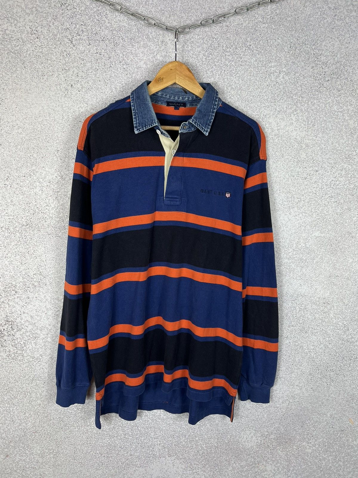 Gant Vintage Gant USA Striped Rugby Shirt Y2K Longsleeve Size US L / EU 52-54 / 3 - 1 Thumbnail