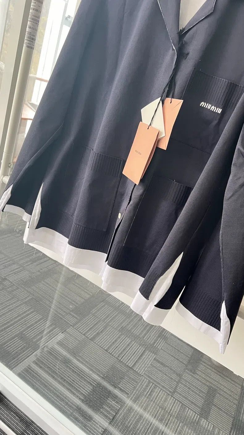 Miu Miu Miu Miu 40 Solid color logo pattern lapel long sleeve shirt Size L / US 10 / IT 46 - 5 Thumbnail