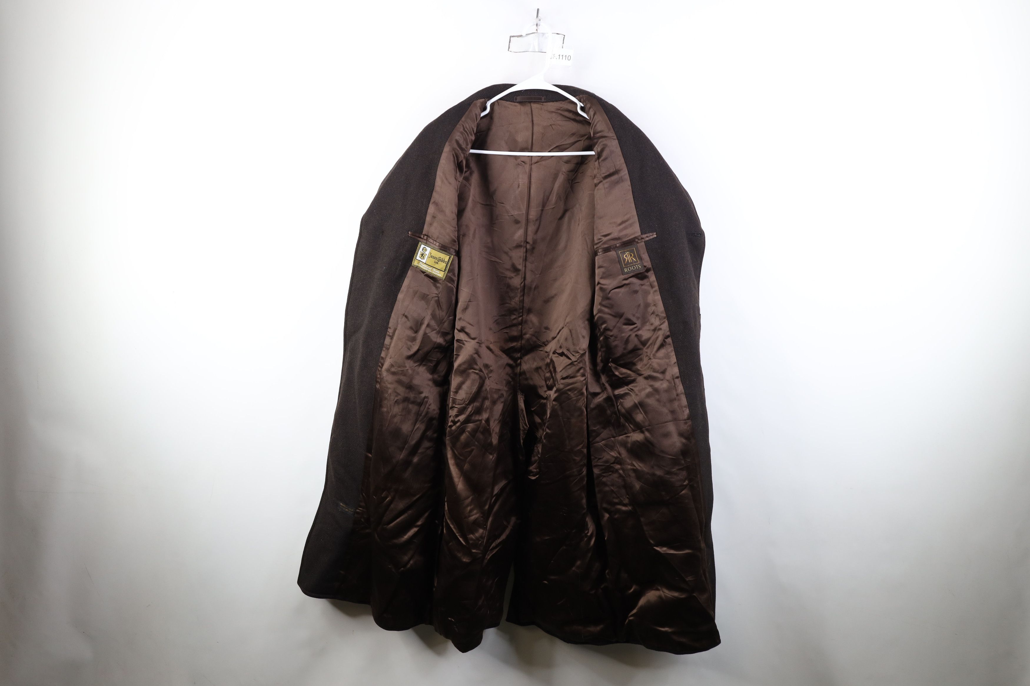 Vintage Vintage 50s Bespoke Herringbone Overcoat Jacket Brown USA Size US XL / EU 56 / 4 - 10 Thumbnail