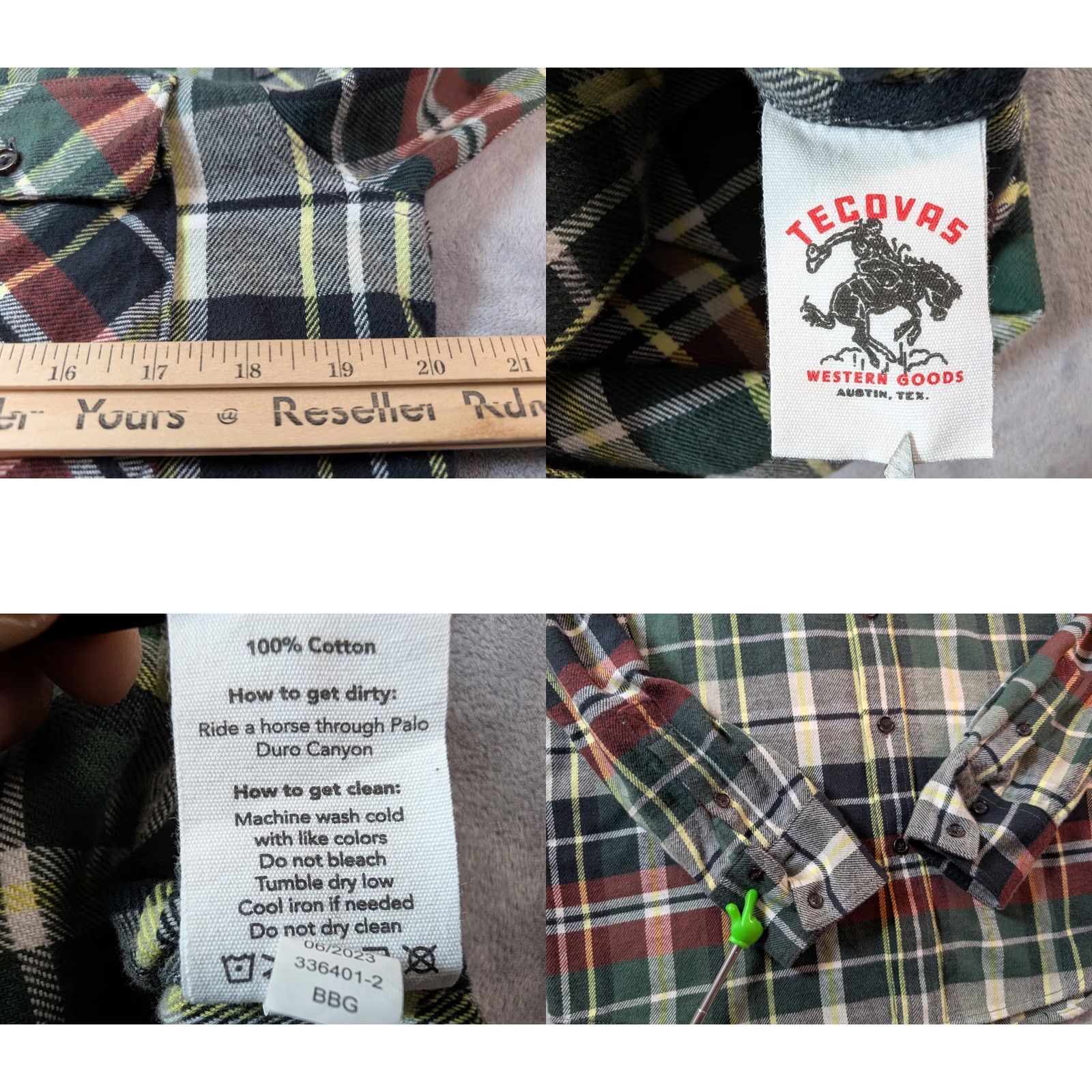 Tecovas Tecovas Western Multicolor Plaid Button Up Cotton Flannel Shirt Men Small Size US S / EU 44-46 / 1 - 8 Thumbnail