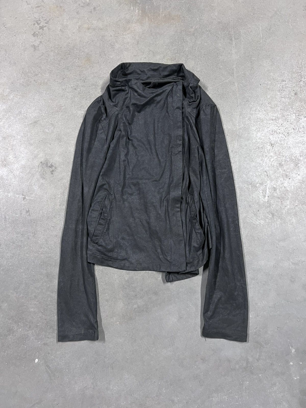 Rick Owens Dark Asymmetrical Zip Lightweight Jacket Blouse Avant Garde Size M / US 6-8 / IT 42-44 - 2 Thumbnail