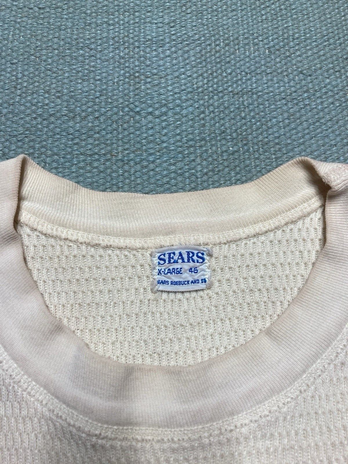 Vintage 1950s waffle knit thermal shirt sears cotton blank base XL Size US XL / EU 56 / 4 - 4 Thumbnail