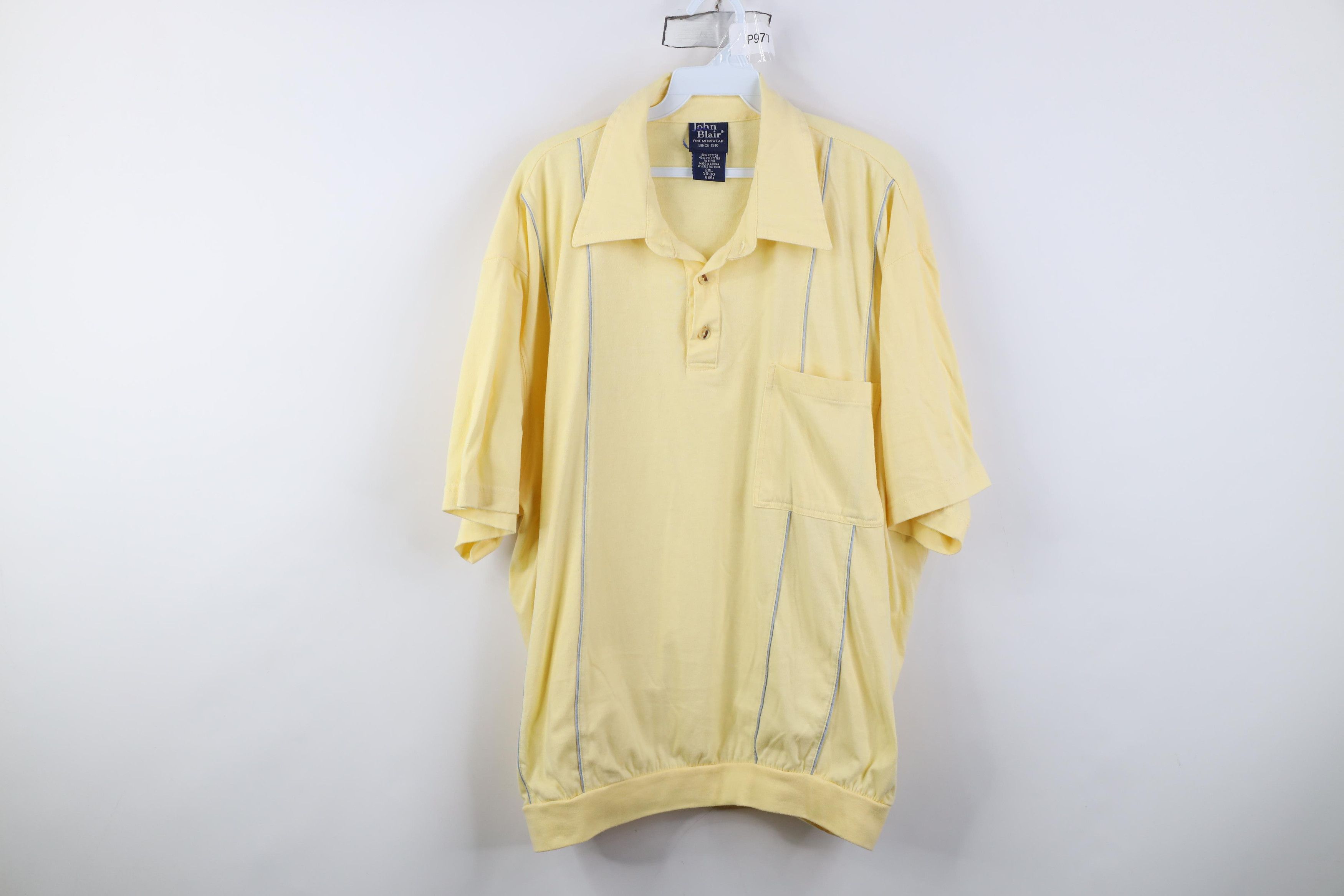 Vintage Vintage 90s Streetwear Collared Pullover Polo Shirt Yellow Size US XXL / EU 58 / 5 - 1 Thumbnail
