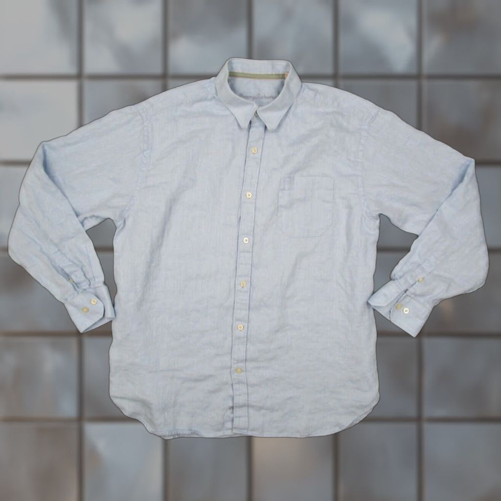 Tommy Bahama VINTAGE Tommy Bahama Men Shirt XL Blue Linen Long Sleeve Button-Up Casual Beach Bohemian Tropical Size US XL / EU 56 / 4 - 1 Thumbnail