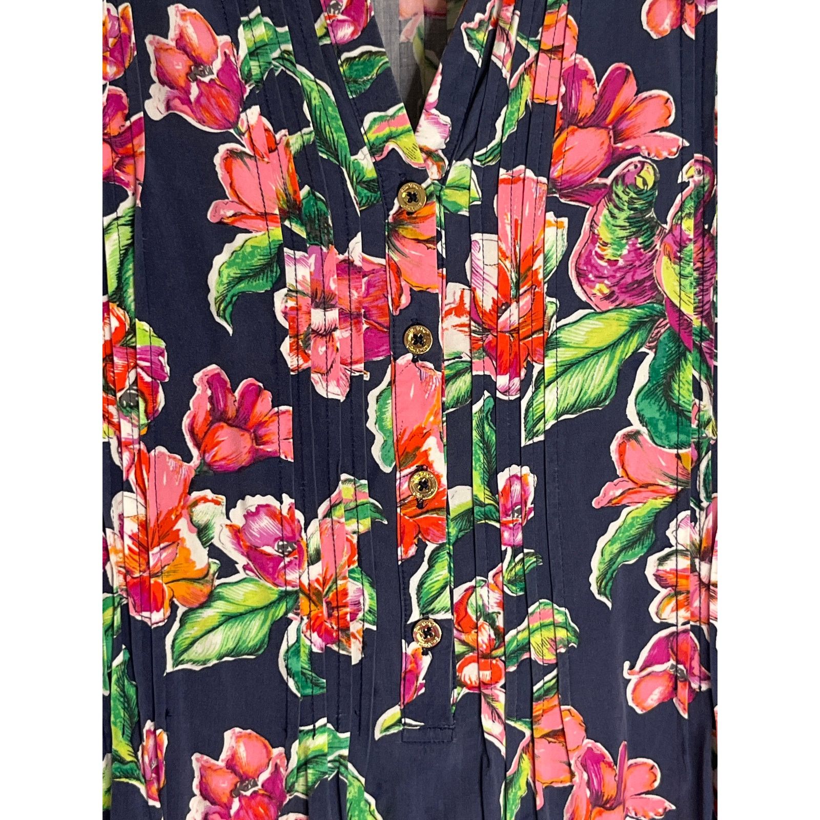Lilly Pulitzer Lilly Pulitzer Sarasota Pintucked Tunic Dress Shift Small Size S / US 4 / IT 40 - 6 Thumbnail