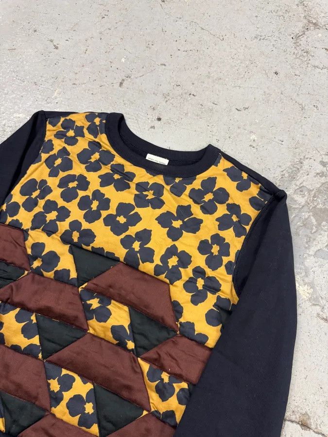 Dries Van Noten Dries Van Noten Navy Flowers Hybrid Bohemian Sweater Size XS / US 0-2 / IT 36-38 - 2 Thumbnail