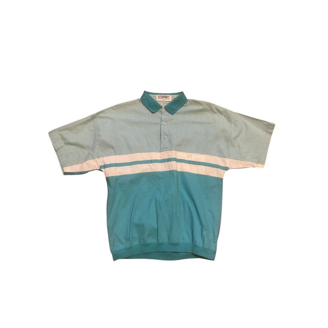 Vintage Vintage Teal White Korean Y2K Striped Men Shirt Sz M Size US M / EU 48-50 / 2 - 1 Thumbnail