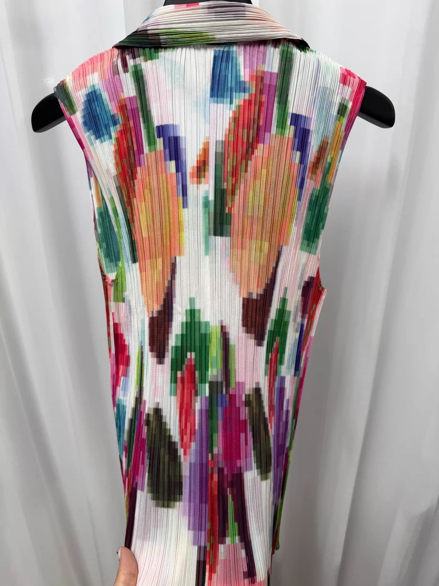 Issey Miyake PP Issey Miyake Color Mosaic Pleated Sleeveless Shirt Size L / US 10 / IT 46 - 8 Thumbnail
