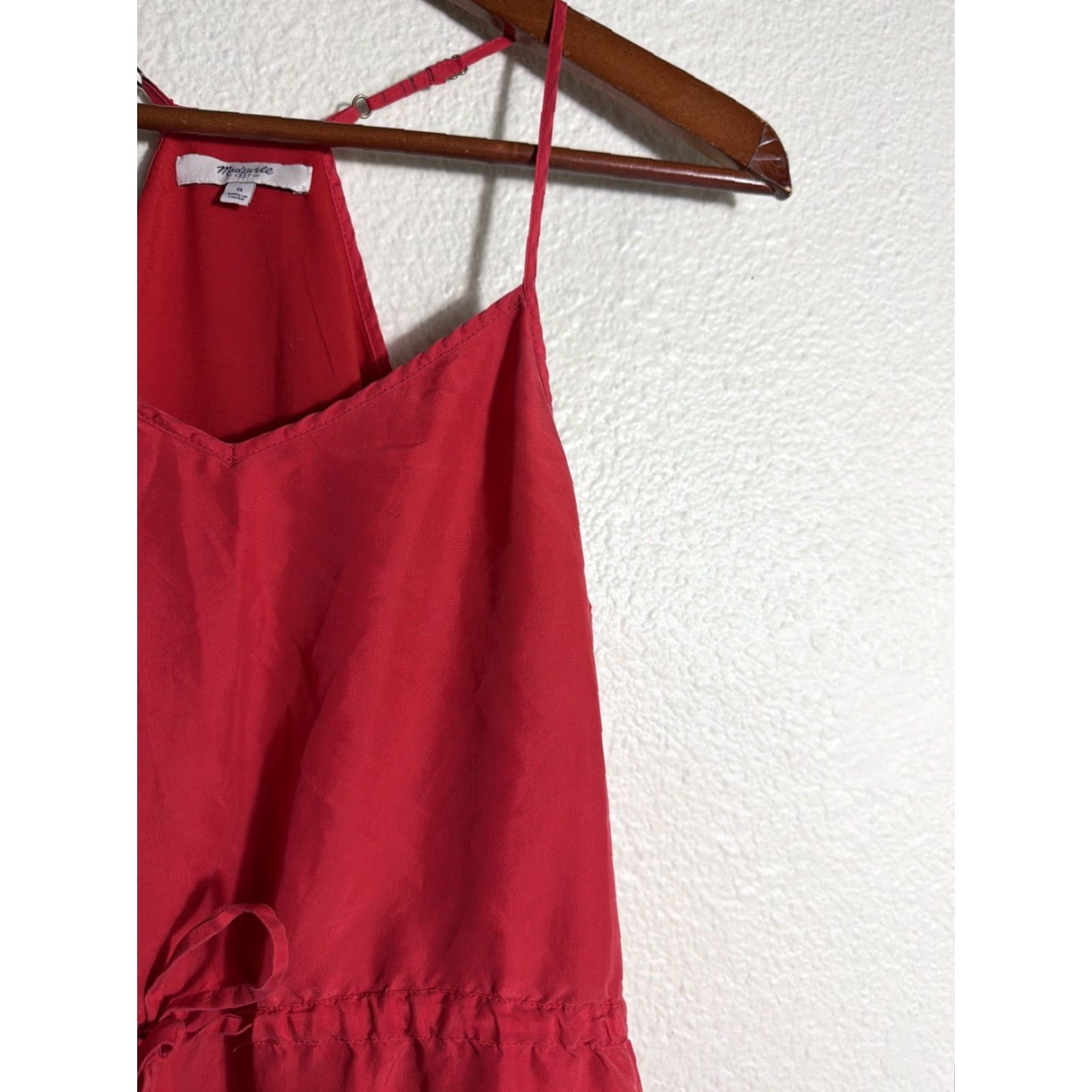 Madewell Madewell Drawstring Racerback 100% Silk Daybreak Dress Red Size 0 Womens Size XS / US 0-2 / IT 36-38 - 4 Thumbnail