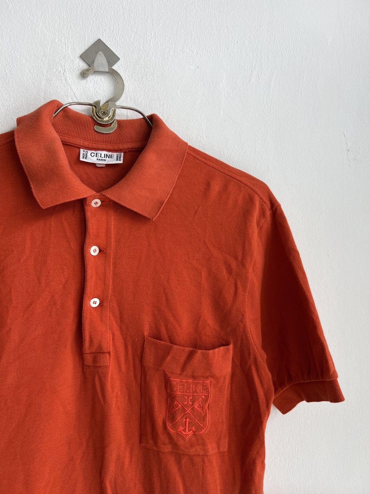 Celine Vintage 1980s Celine Paris Embroidery Logo Pocket Polo Shirt Size US M / EU 48-50 / 2 - 2 Thumbnail