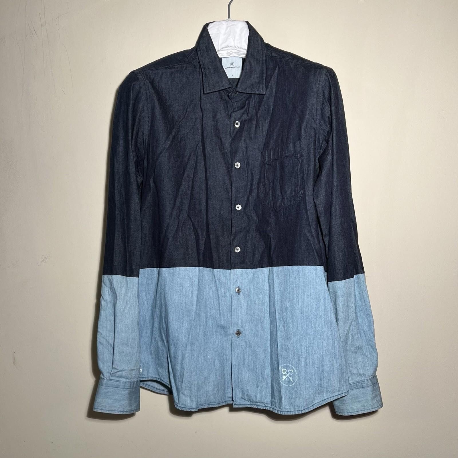 uniform experiment Pre-Owned Uniform Experiment Denim 2 Tone Shirt Size Large Size US L / EU 52-54 / 3 - 1 Thumbnail