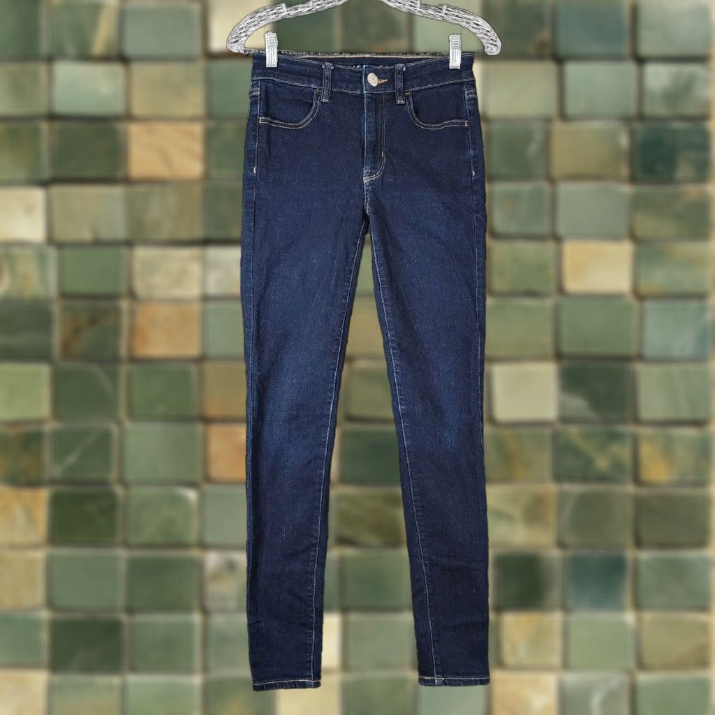 American Eagle Outfitters AMERICAN EAGLE Womens Dark Wash High Rise Jeggings Size 2 Blue Size 26" / US 2 / IT 38 - 1 Thumbnail