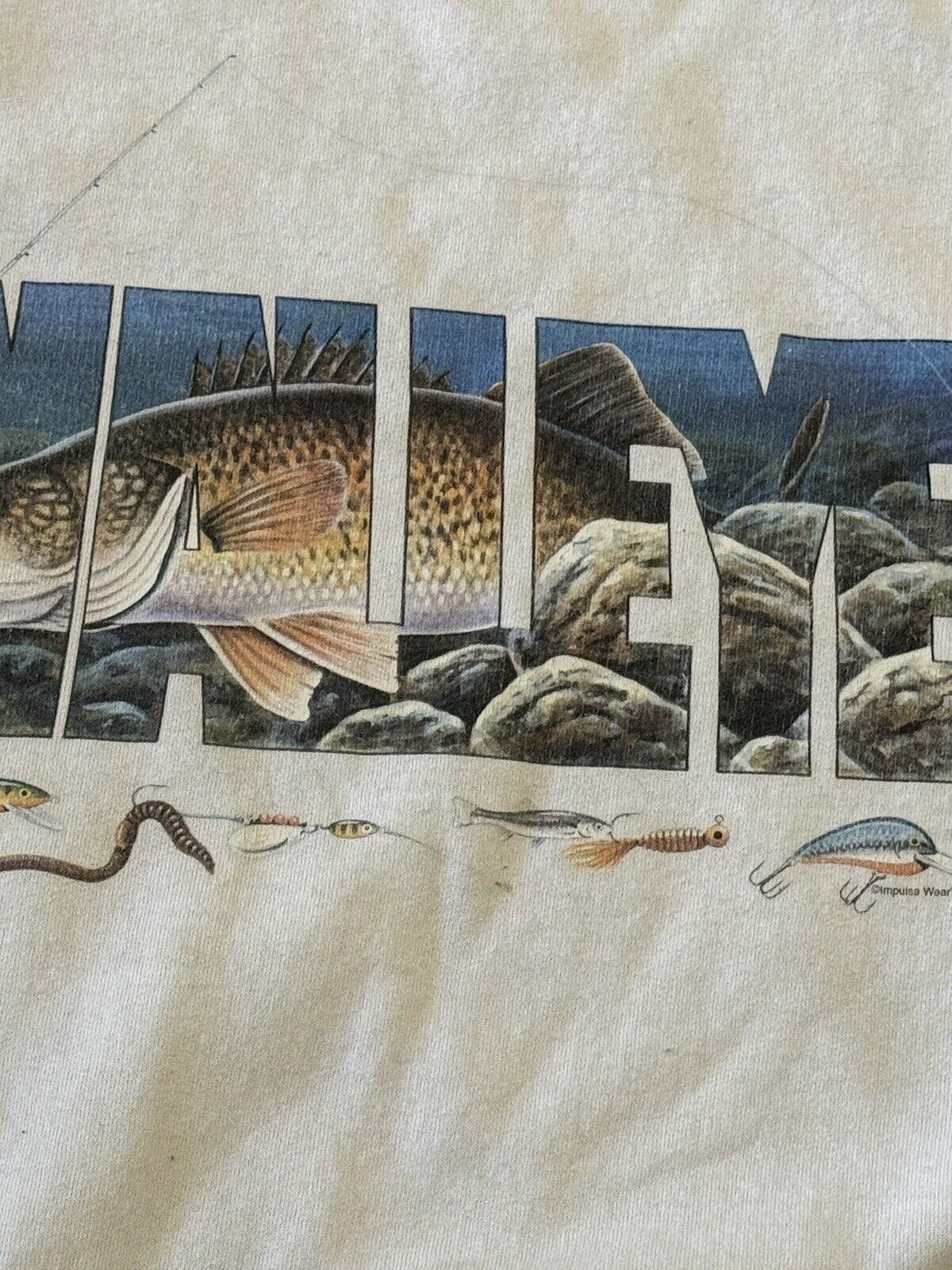Gildan Vintage 90s Walleye Lures Fish Crewneck Size US XL / EU 56 / 4 - 4 Thumbnail