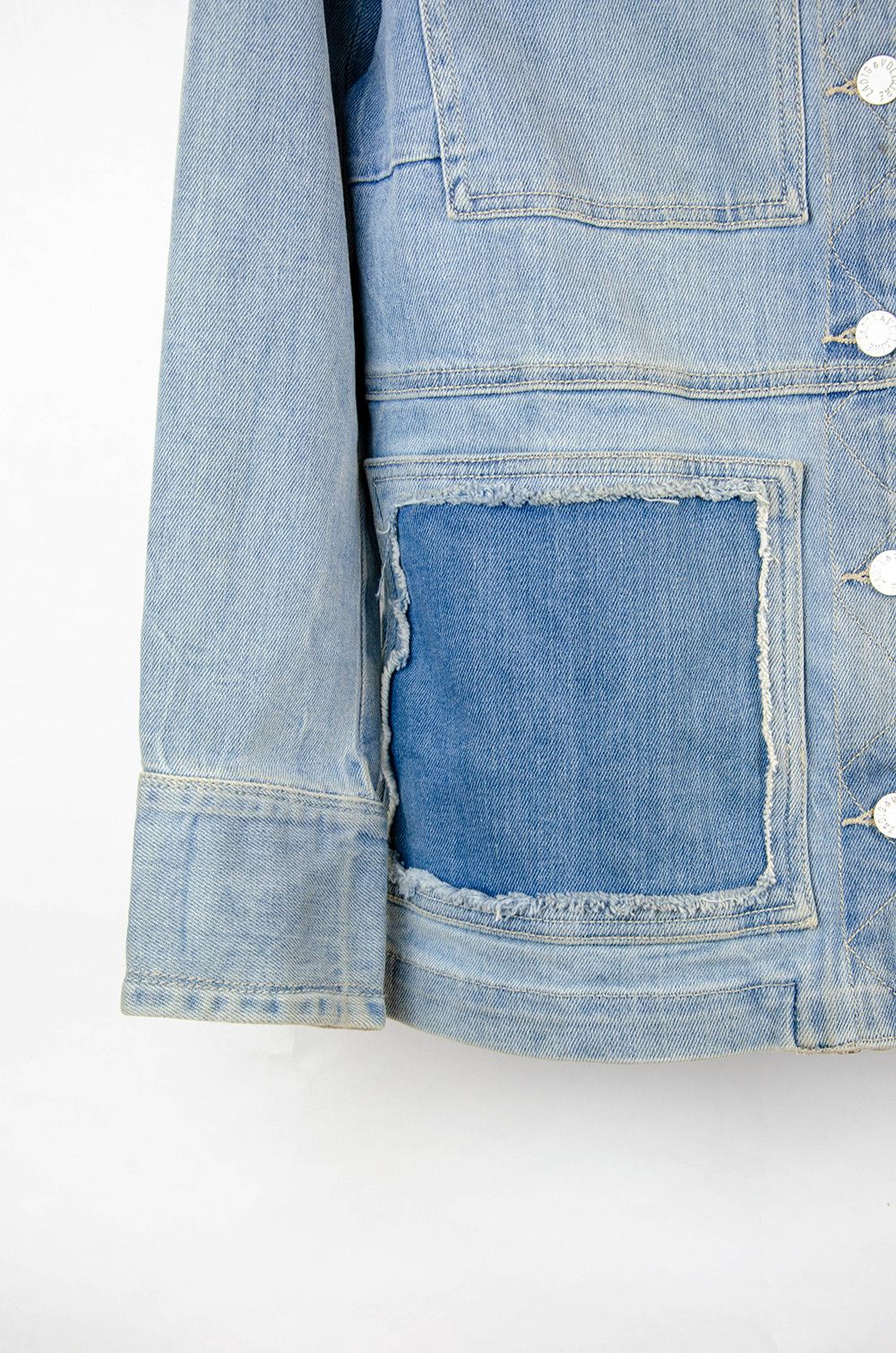 Zadig & Voltaire Zadig Voltaire Patchwork Denim Jacket Blue Distressed - S Size S / US 4 / IT 40 - 3 Thumbnail