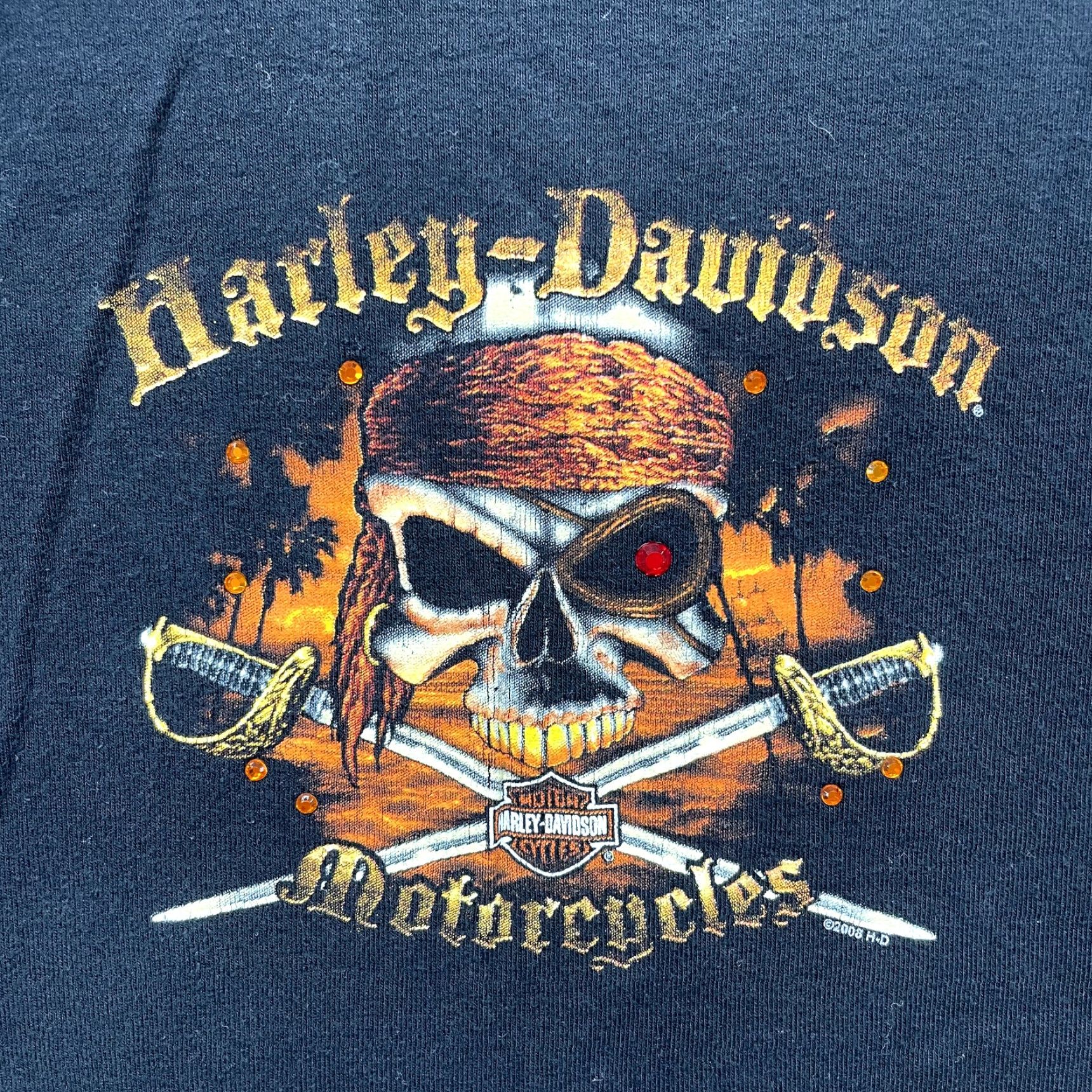 Harley Davidson VINTAGE Harley-Davidson Tank Top XL Black Pirate Graphic Rhinestone Maine Y2K History Size XL / US 12-14 / IT 48-50 - 4 Thumbnail