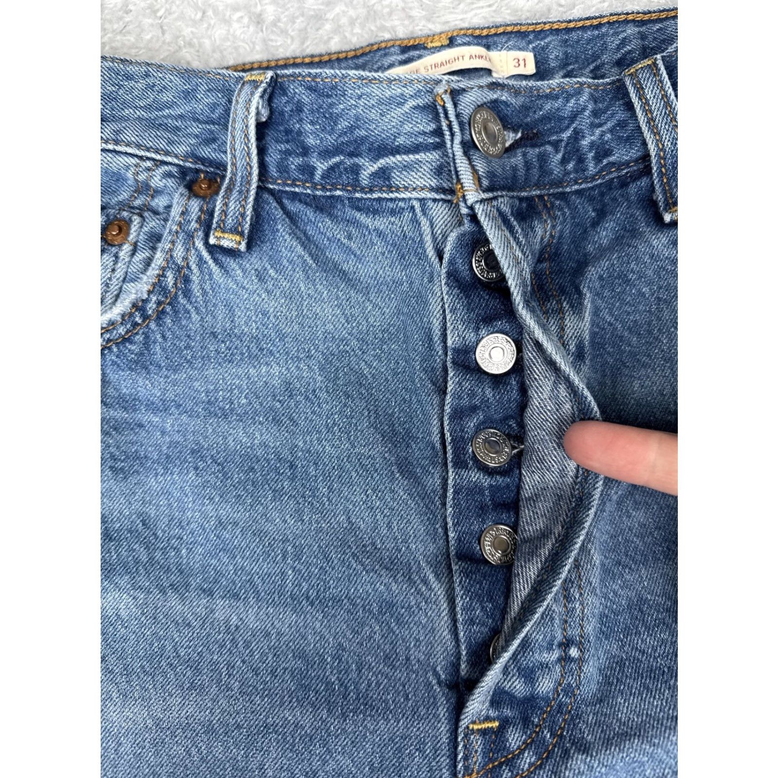 Levi's Levi's Jeans Womens 31x27 High Rise Ribcage Straight Ankle Distressed Medium Blue Pocket Five-Pocket Womens Jeans 90s Retro Size 24" / US 00 / IT 34 - 5 Thumbnail