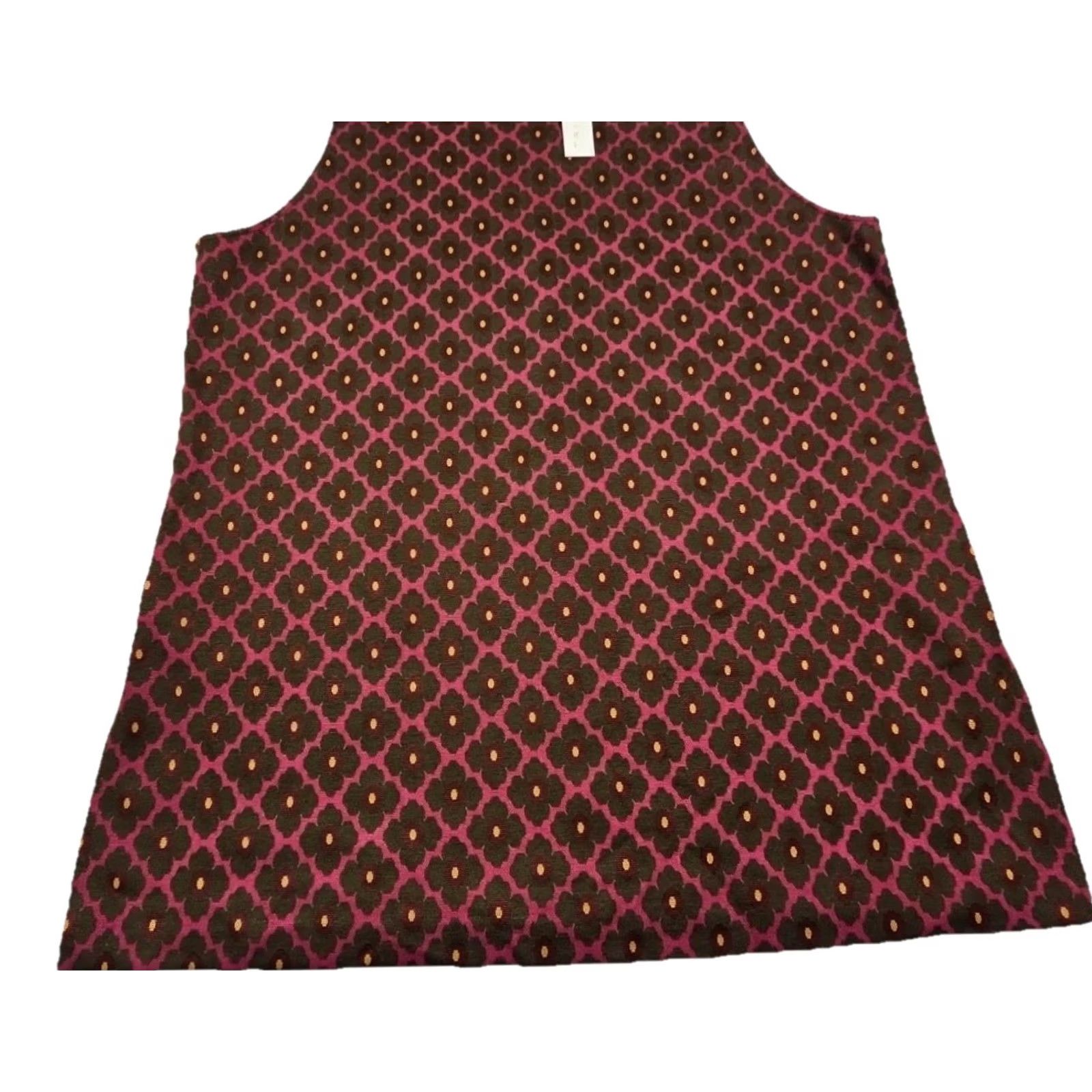 Trina Turk Trina Turk Dress Mini Shift Sleeveless Mock Neck Geometric Retro Burgundy Pink NWT XL Womens Subcategory: Dress Size XL / US 12-14 / IT 48-50 - 4 Thumbnail