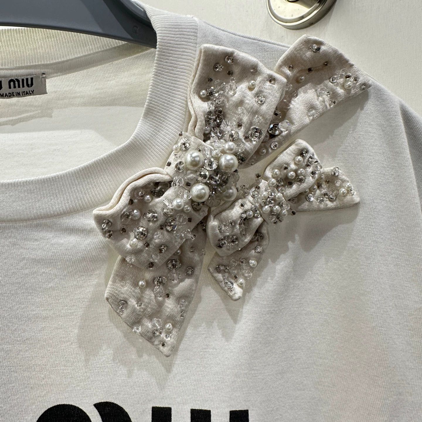 Miu Miu MIU MIU mar17 logo bow pearl short-sleeve XS Size XS / US 0-2 / IT 36-38 - 6 Thumbnail