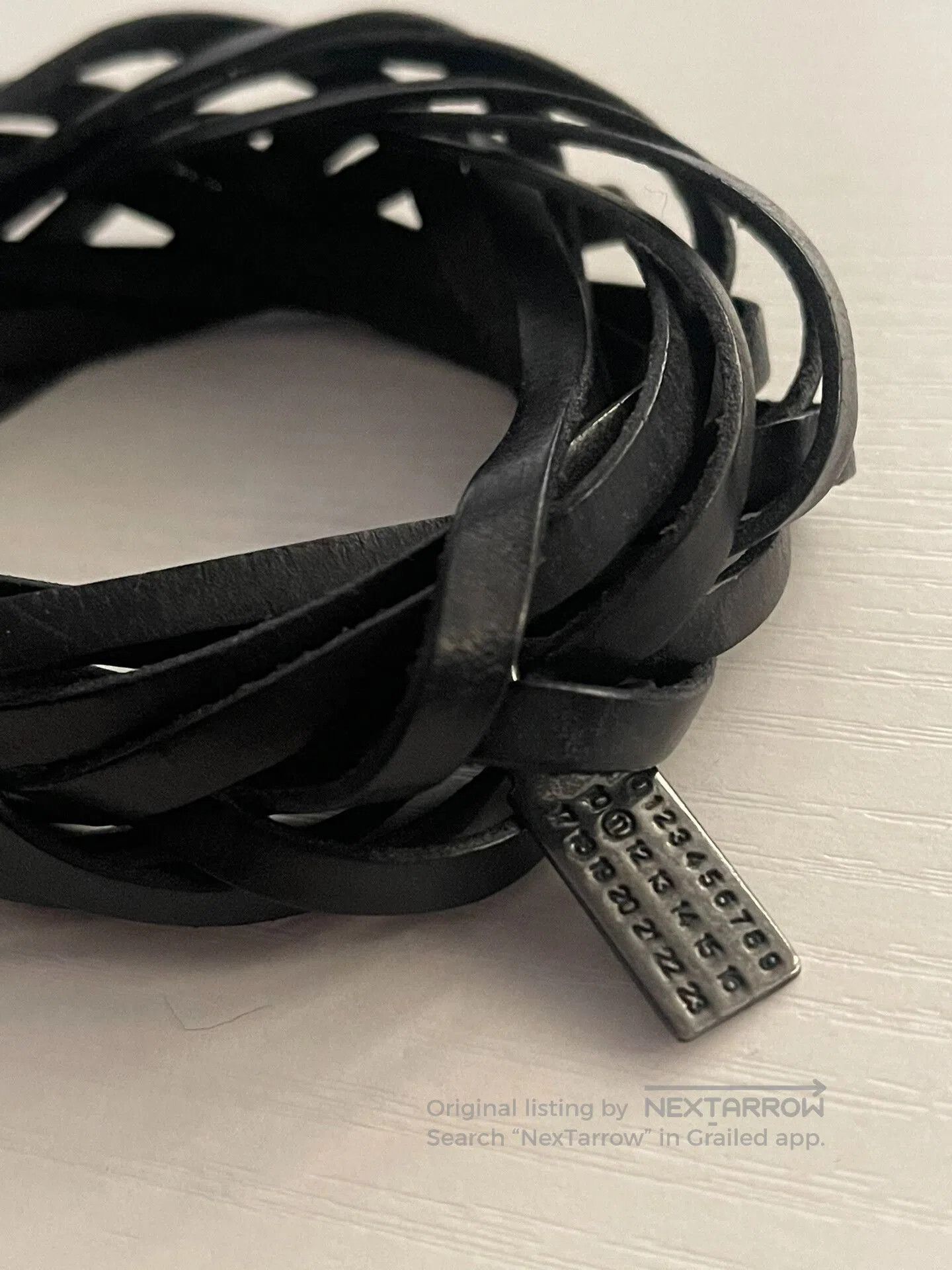 Maison Margiela Maison Martin Margiela Leather Bracelet with Silver Tag. Size ONE SIZE - 6 Thumbnail