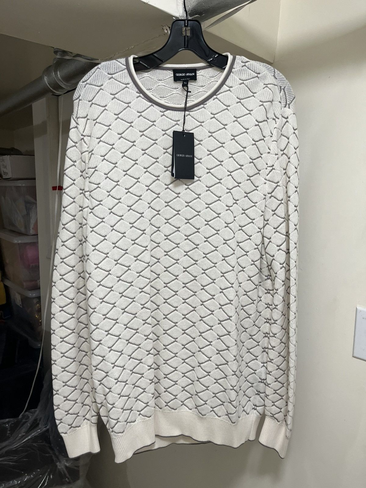 Giorgio Armani Giorgio Armani Cotton And Cashmere Zig-Zag Sweater Sz 54 Size US L / EU 52-54 / 3 - 1 Thumbnail