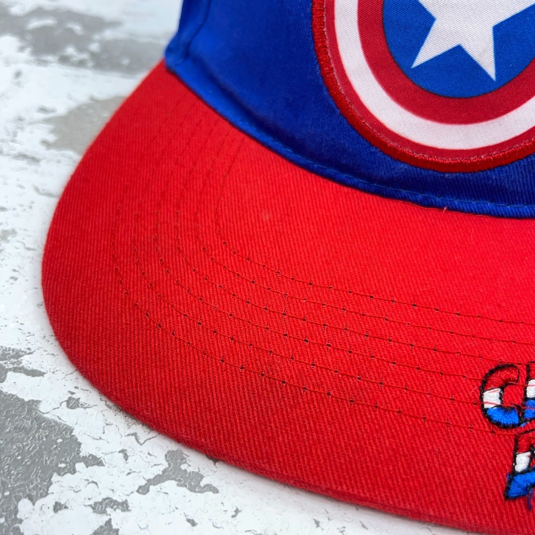 Vintage Captain America Hat Cap Snap Back Blue Red Marvel Comics High Dome Shield Adult Size ONE SIZE - 3 Thumbnail