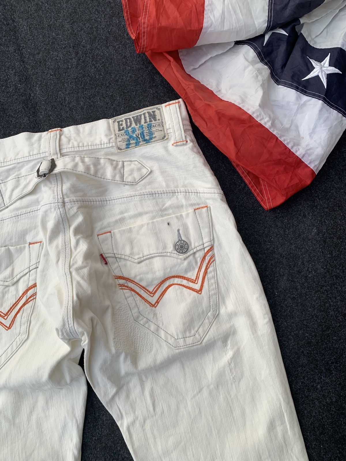 Edwin Archive Edwin XV White Denim Flare Buckle Back Patchwork Size US 30 / EU 46 - 4 Thumbnail