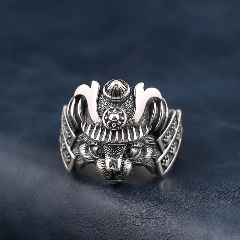 Vintage Resizable Retro Samurai Cat Ring Size ONE SIZE - 3 Thumbnail