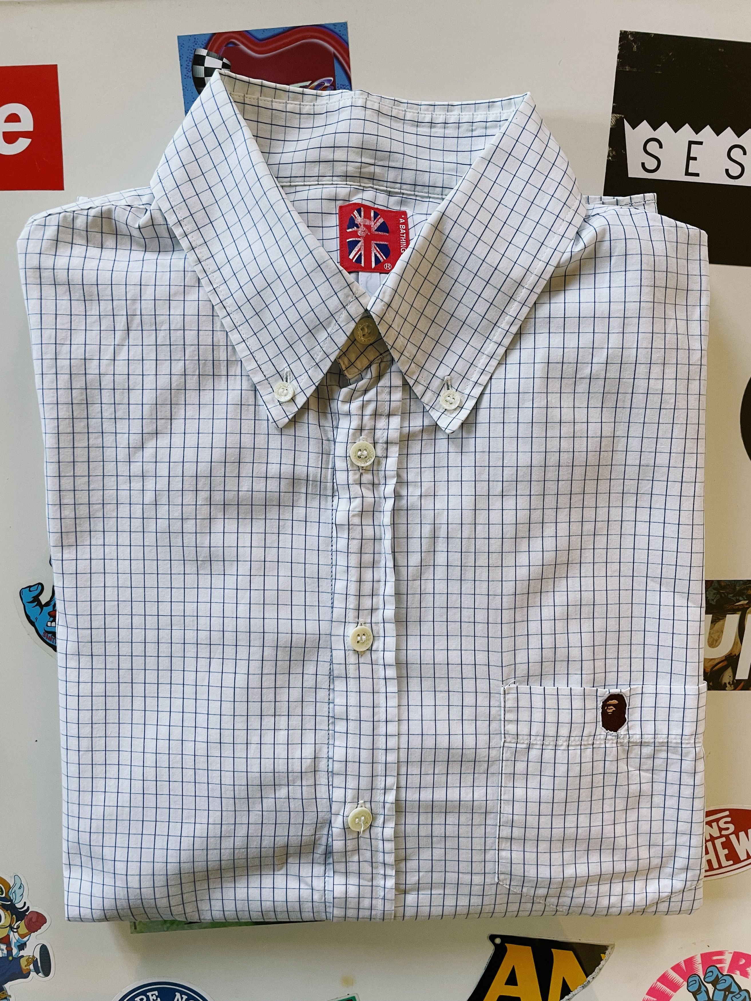 Bape Vintage Y2K Bape Head One Point Checkered Longsleeve Shirt Size US M / EU 48-50 / 2 - 7 Thumbnail
