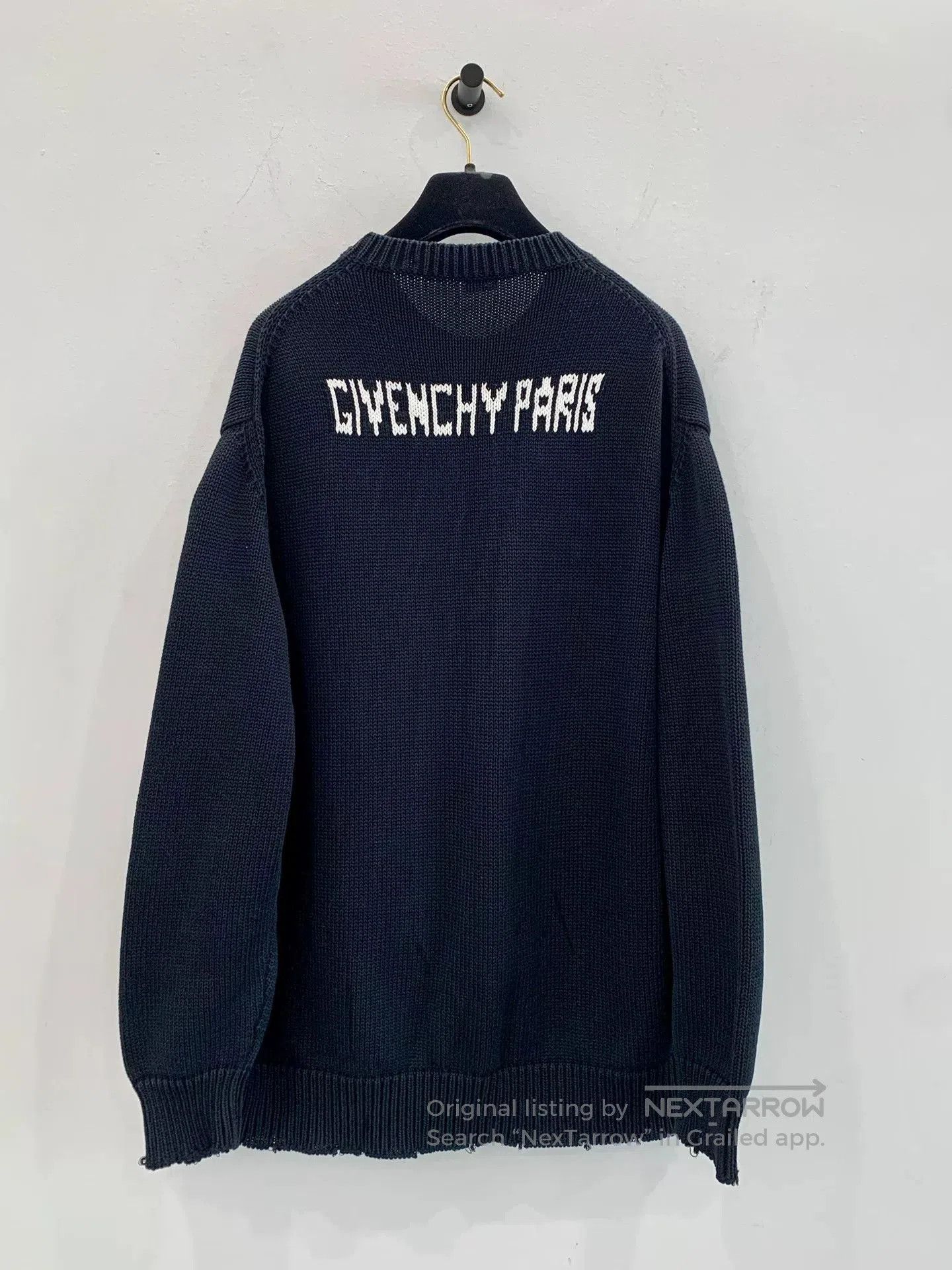 Givenchy Givenchy Black Distressed Logo Knit Sweater. Size US M / EU 48-50 / 2 - 3 Thumbnail