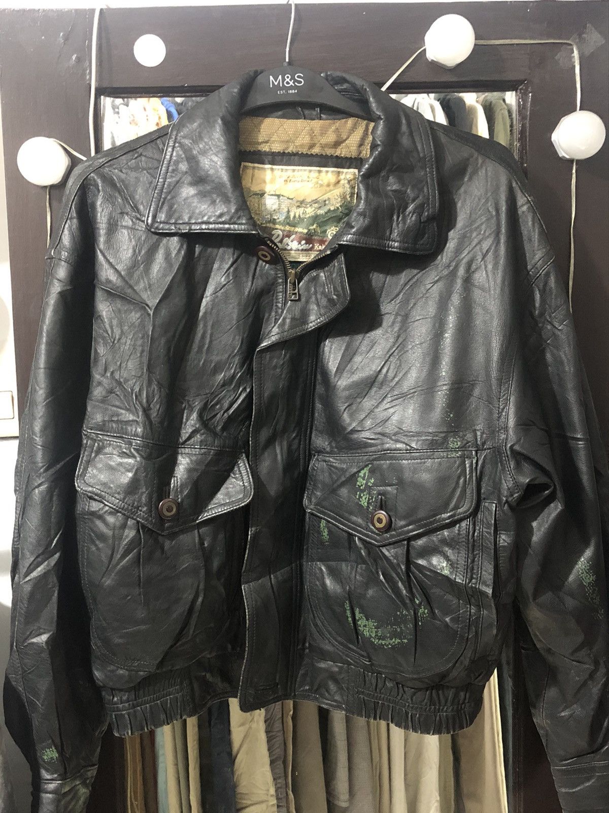 Vintage VINTAGE BLACK LEATHER JACKET PERL STEIN Size US M / EU 48-50 / 2 - 1 Thumbnail