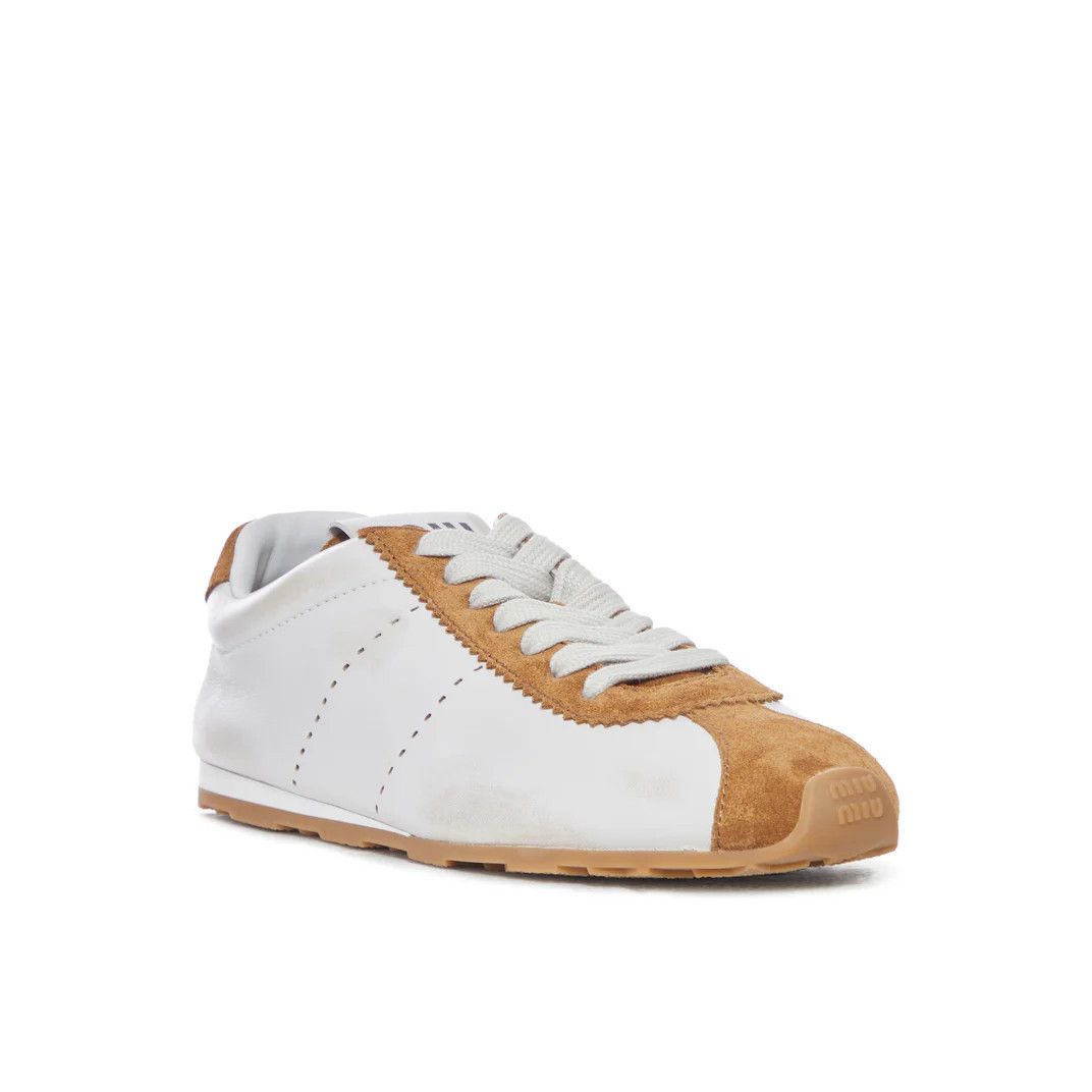 MIU MIU Plume $950 White/Brown Sneakers New And Authentic (W