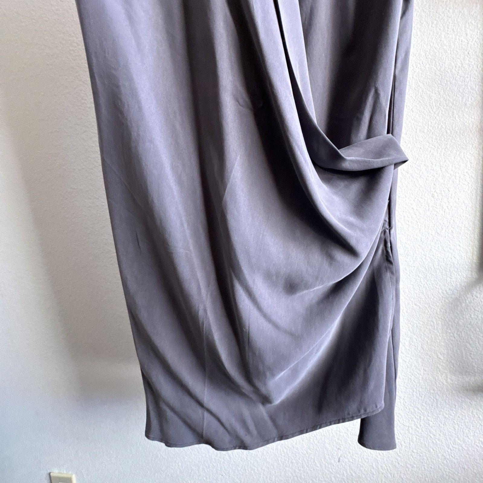 Halston Heritage Halston Heritage 100% Silk Draped Faux Wrap Dress Gray Size M / US 6-8 / IT 42-44 - 6 Thumbnail