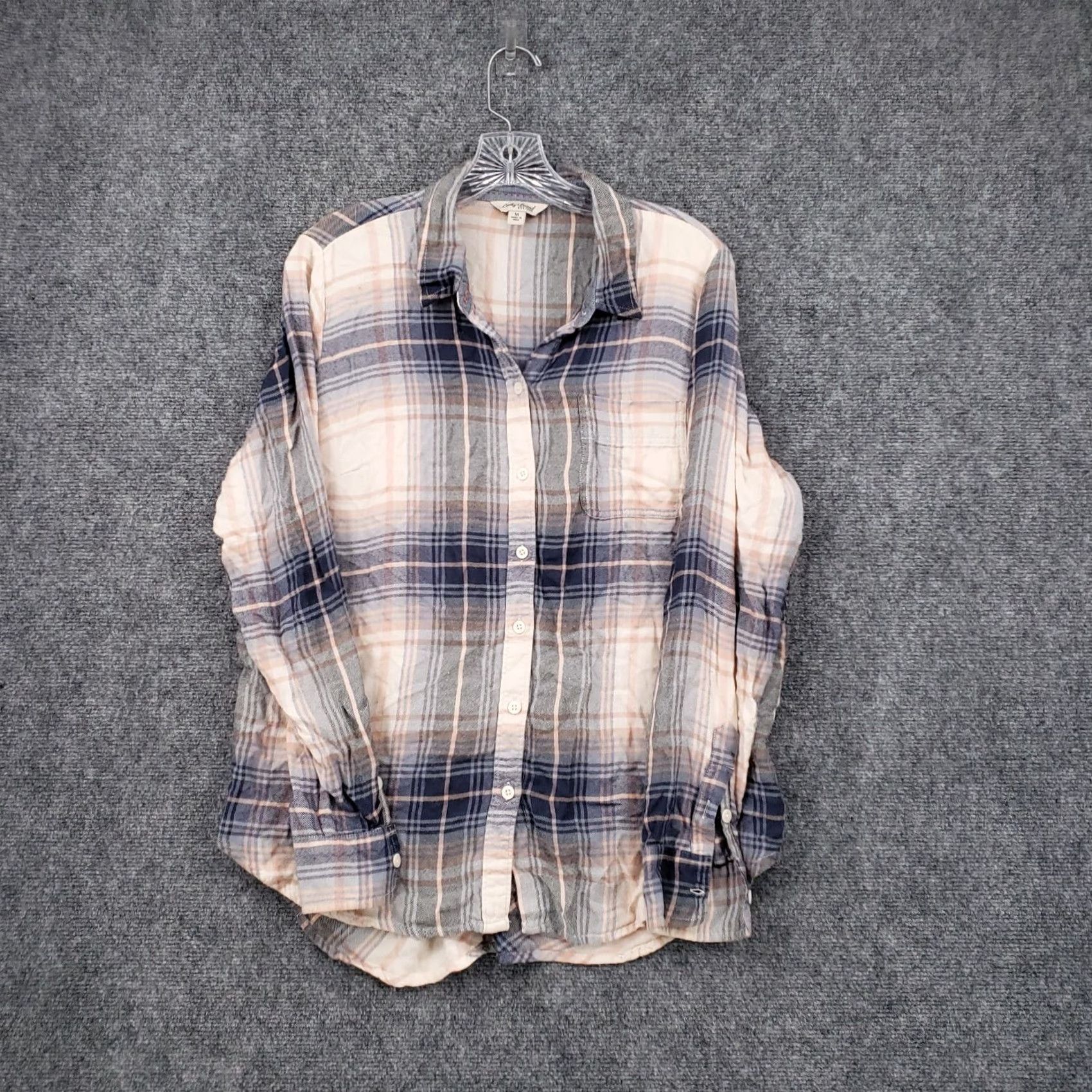 Lucky Brand Lucky Brand Shirt Womens M Medium Beige Plaid Button Up Long Sleeve Collared Size M / US 6-8 / IT 42-44 - 2 Thumbnail