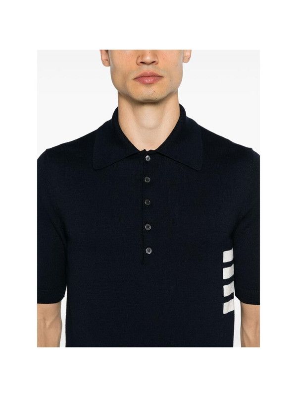 Thom Browne o1s22i1n1124 4-Bar knit Polo Shirt in Navy Blue Size US S / EU 44-46 / 1 - 3 Thumbnail