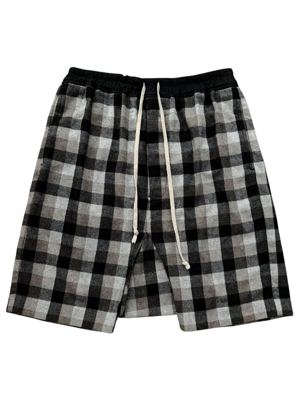 Rick Owens FW19 Larry Plaid Check Wool Shorts
