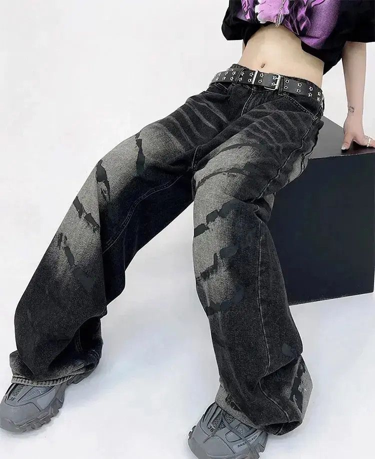 Japanese Brand Vintage Unisex Black Tie Dye Graffiti Pattern Jean Size US 32 / EU 48 - 2 Thumbnail