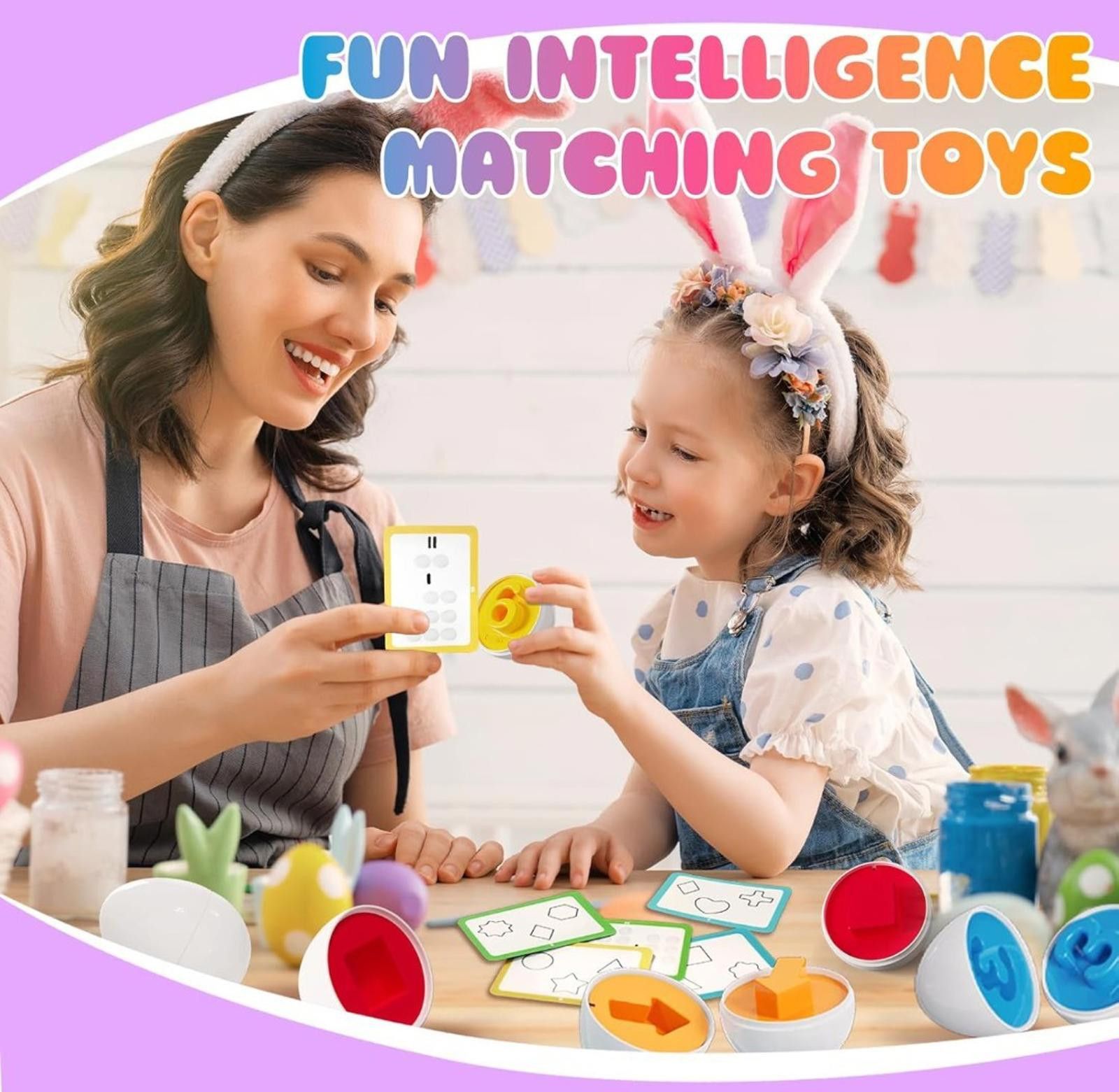 The Unbranded Brand Matching Eggs Toy for Toddlers Shape Color Learning Set Size ONE SIZE - 2 Thumbnail