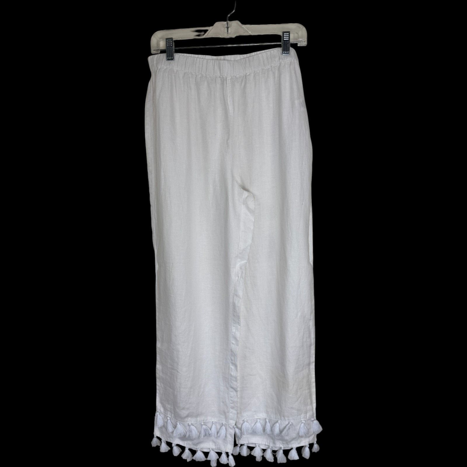 Rachel Zoe Rachel Zoe Linen Pants M White Tassel Wide Leg 100% Linen Size 26" / US 2 / IT 38 - 1 Thumbnail