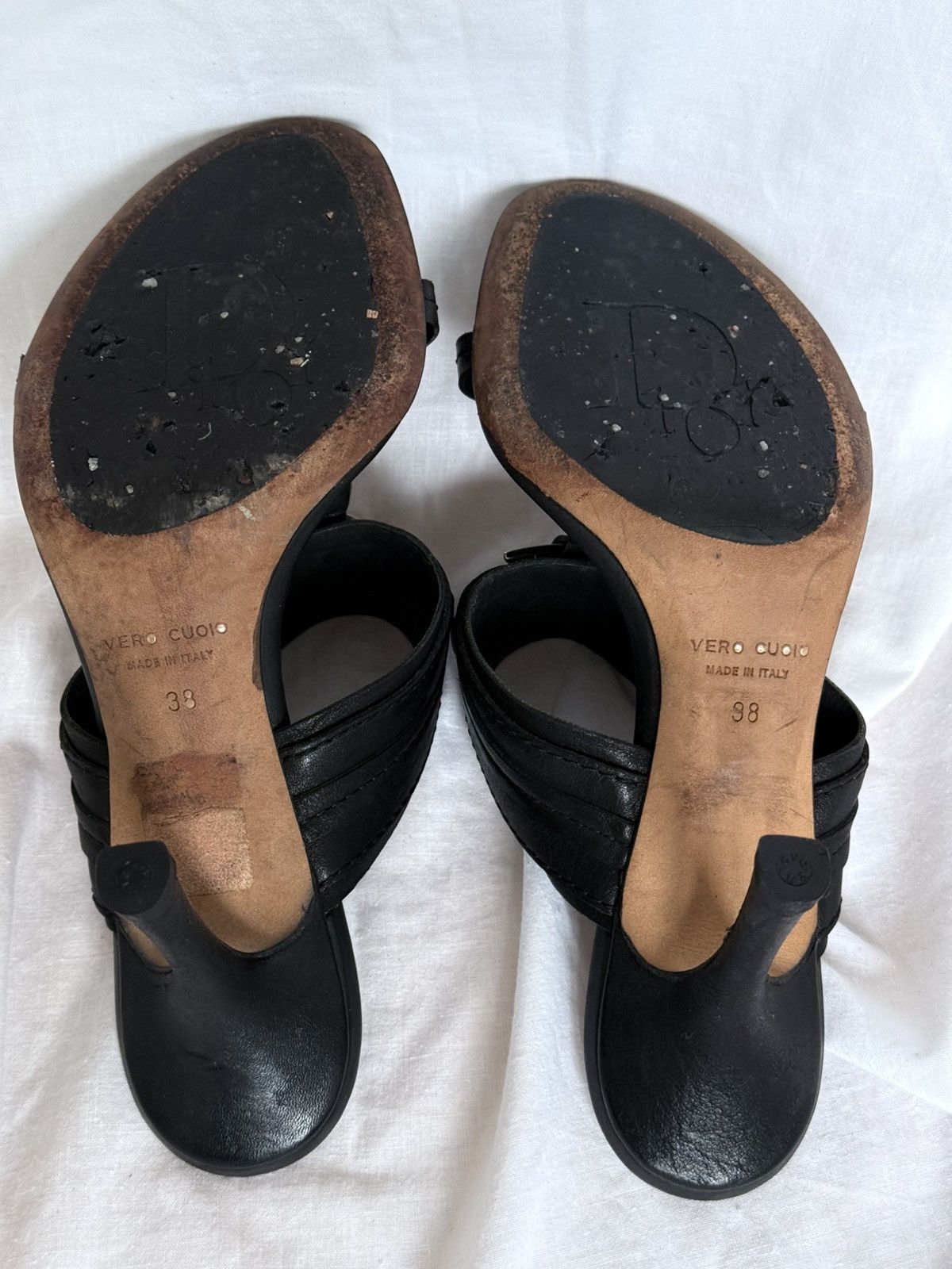 Dior Dior Black Leather Logo CD Sandals Size US 7 / IT 37 - 10 Thumbnail