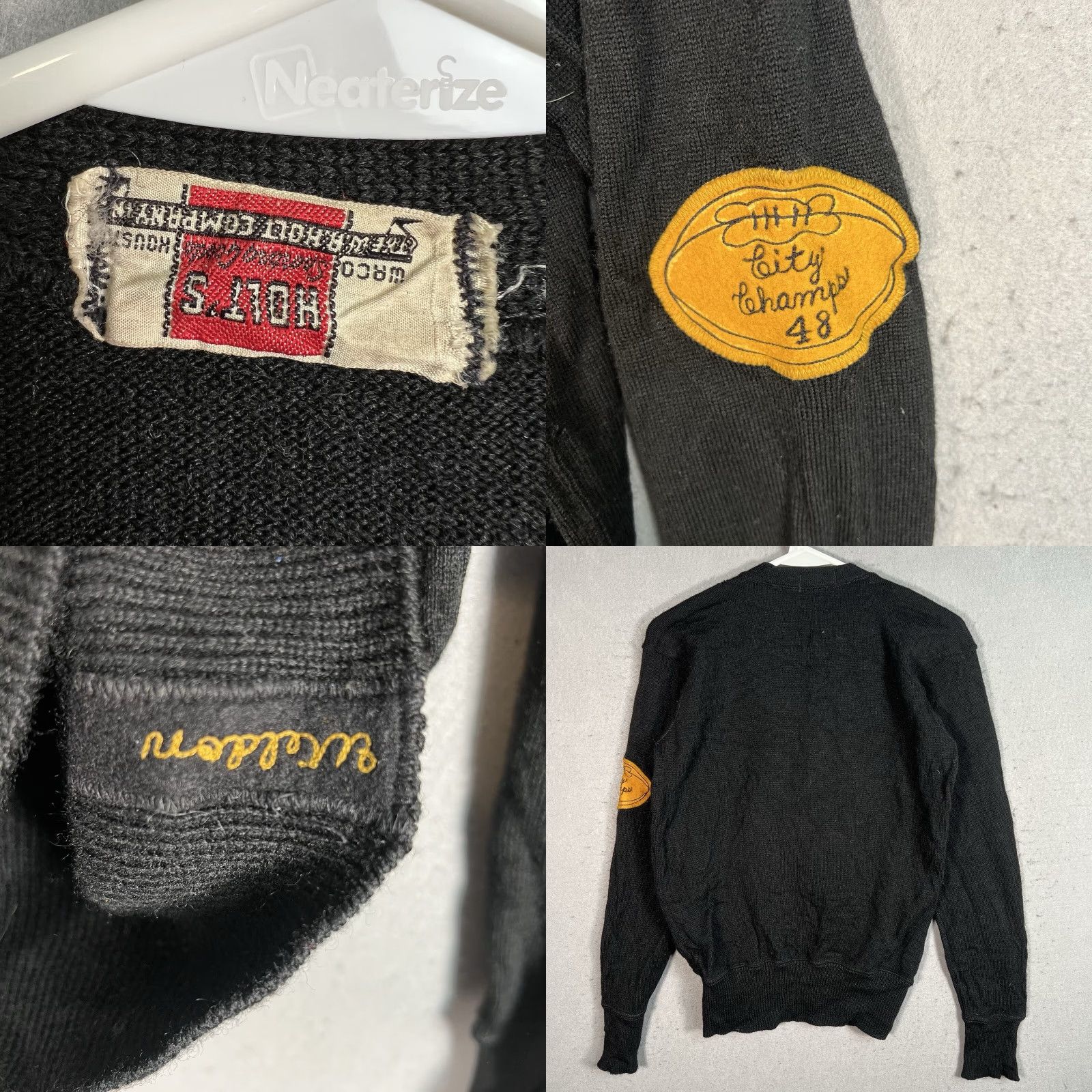 Vintage VINTAGE Holt's Sporting Goods Thompson Jr Hi V-Neck Pullover Sweater Black Mens M | 60's | Sweater | Pullover | V-Neck | Long Sleeve Size US M / EU 48-50 / 2 - 8 Thumbnail