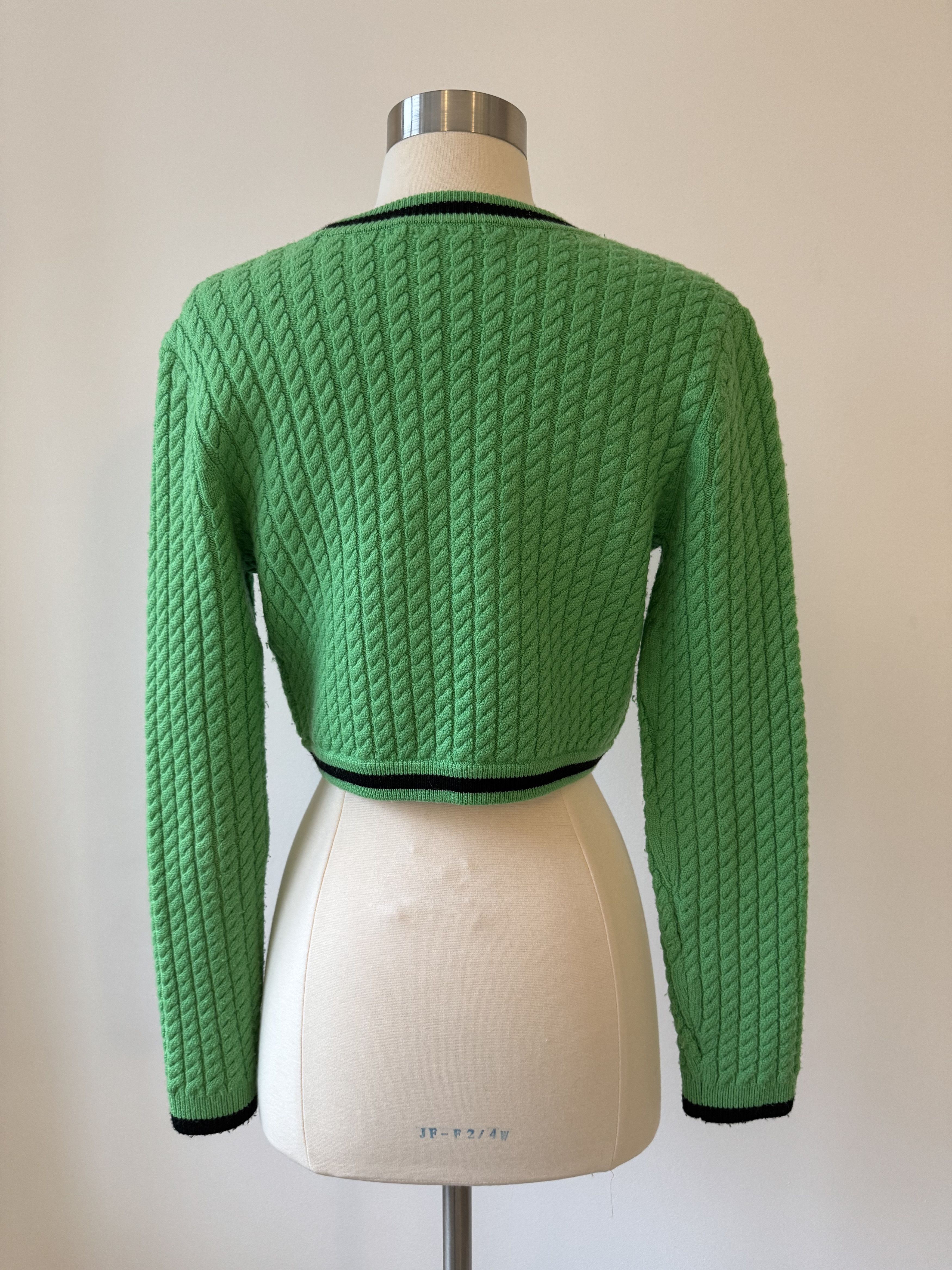 Alice + Olivia Jenae Cable Knit Wool Blend Cropped Cardigan - Small Size S / US 4 / IT 40 - 4 Thumbnail