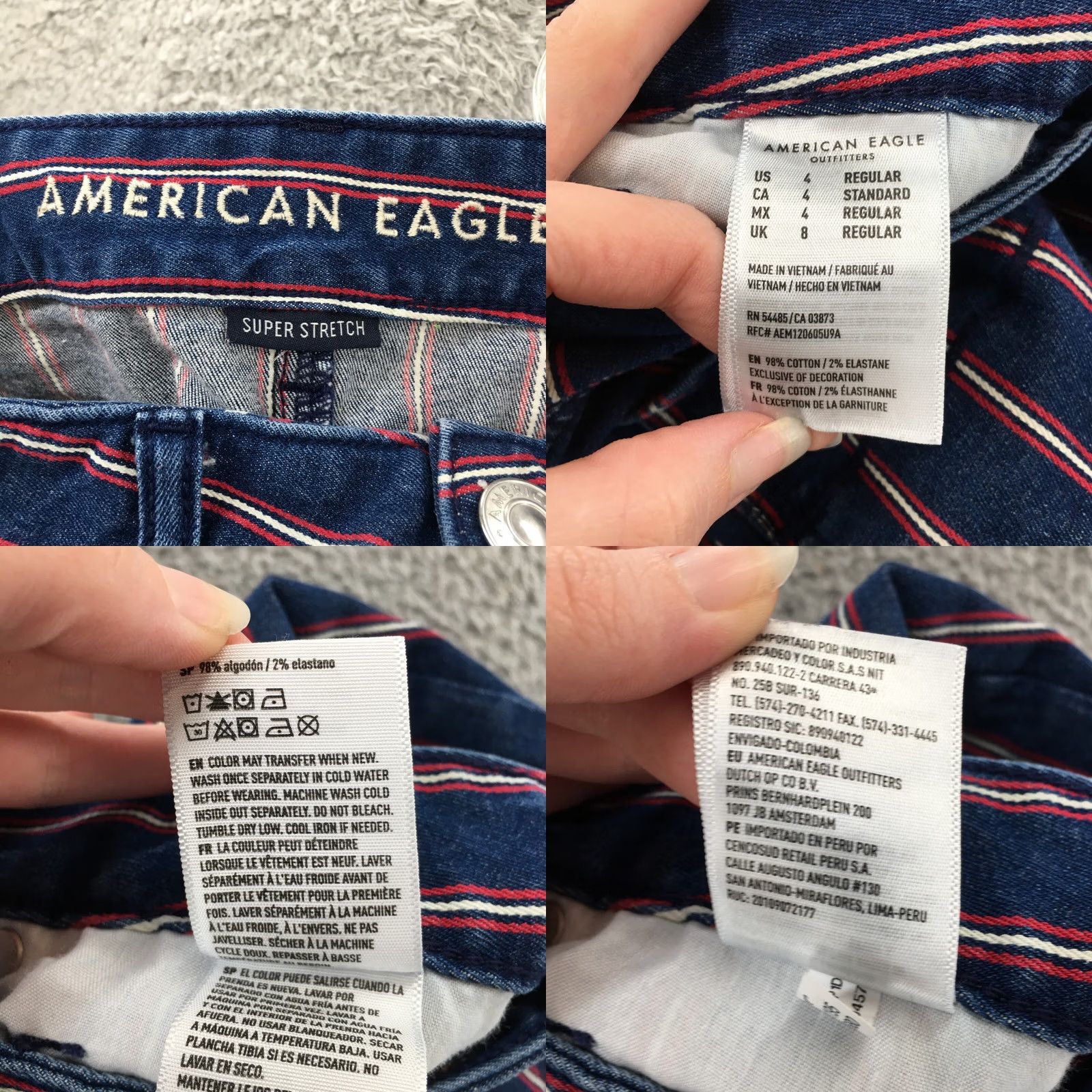 American Eagle Outfitters American Eagle Outfitters Skirt Womens 4 A-Line Denim Zip Blue Striped Short 29x14 Size 27" / US 4 / IT 40 - 10 Thumbnail
