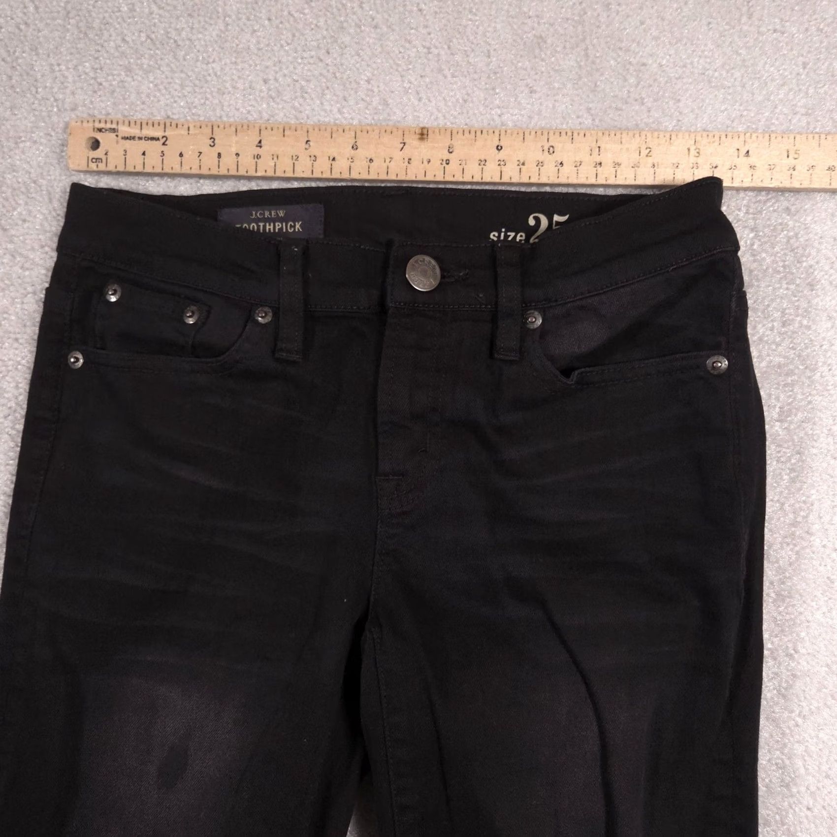 J.Crew J.CREW Toothpick Jeans Womens 25 Black Mid Rise Distressed Skinny Stretch Denim Jeans Size 42" / US 20 - 7 Thumbnail