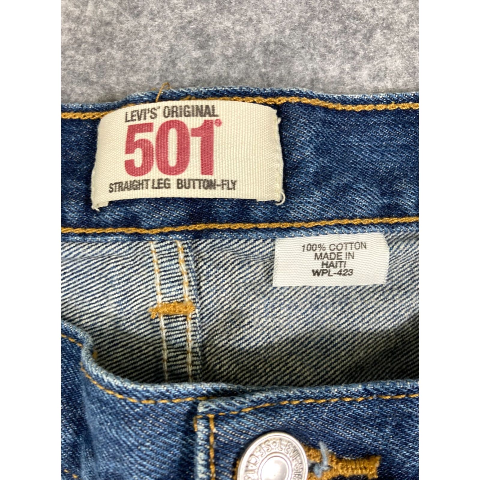 Levi's VINTAGE Levi's 501 Button Fly Jeans Mens 42X32 Blue Denim Straight Leg Waistband 5-Pocket Design Regular Fit Size US 42 / EU 58 - 5 Thumbnail