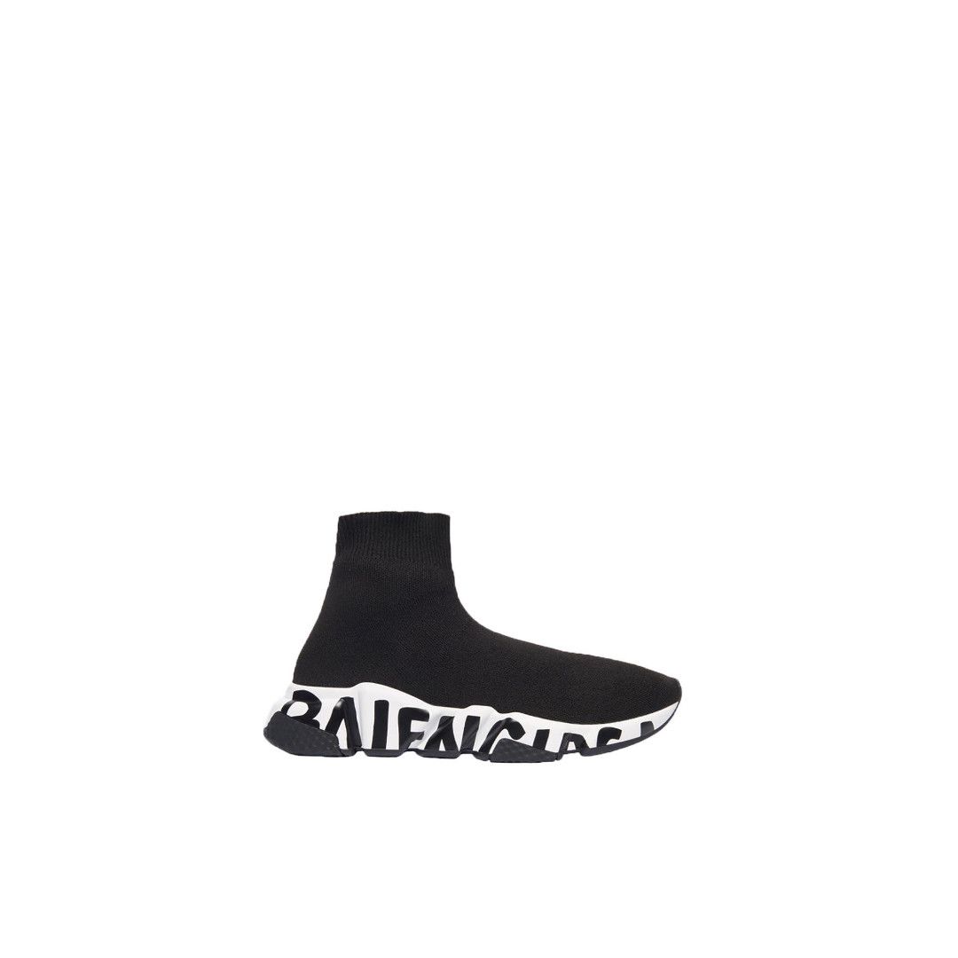 Balenciaga o1w1db10625 Speed Recycled Knit Graffiti Sneakers in Black Size US 10 / IT 40 - 1 Thumbnail