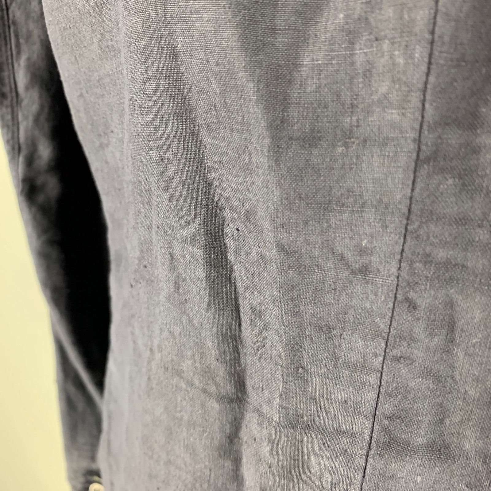 120% Lino 120% LINO Size 46 Navy Linen Notch Lapel Sport Coat Size 46R - 4 Thumbnail